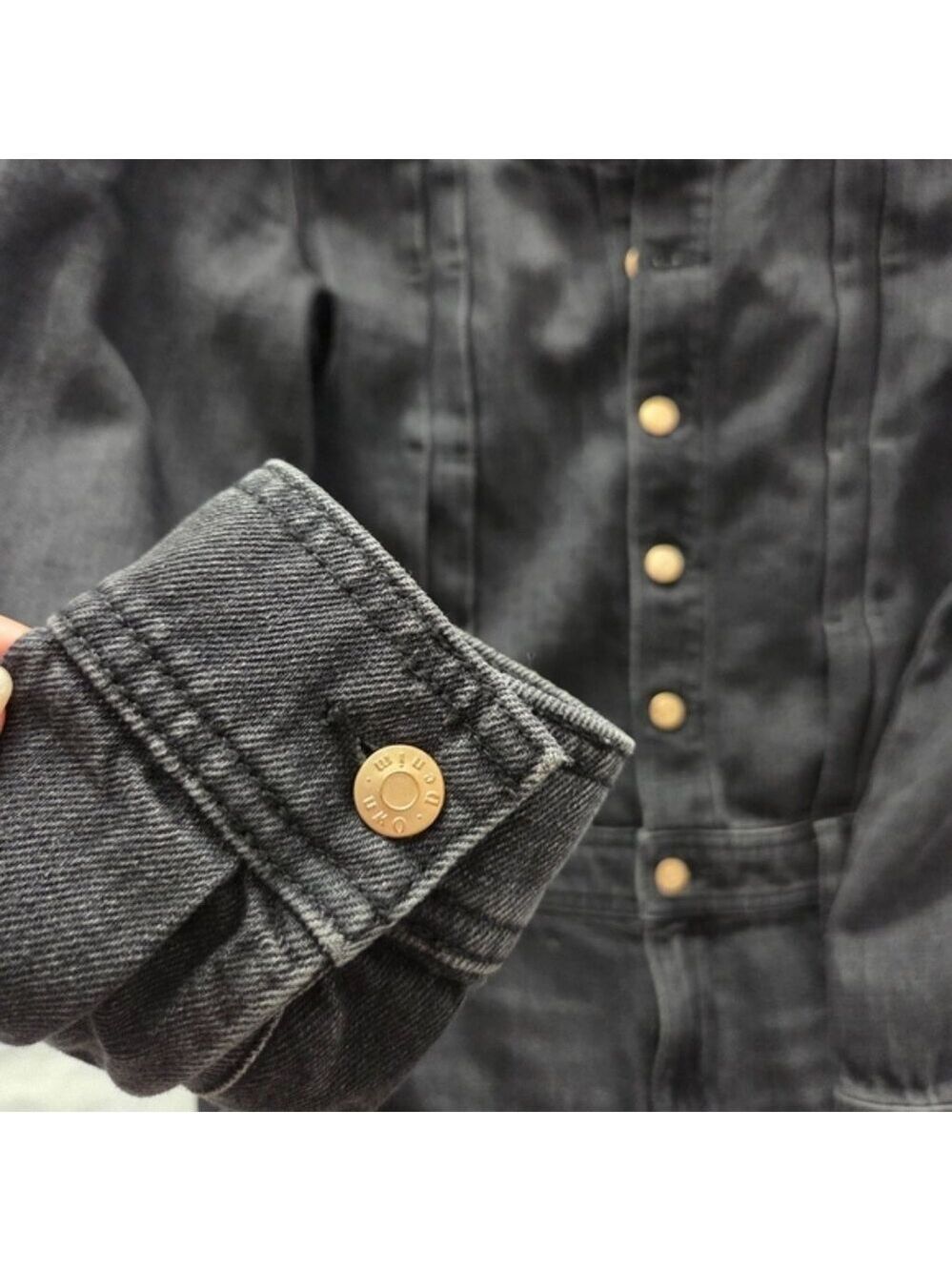Own. Denim Boiler Suit Jumpsuit Washed Black Utility Button Coverall US 4 - Picture 4 of 11